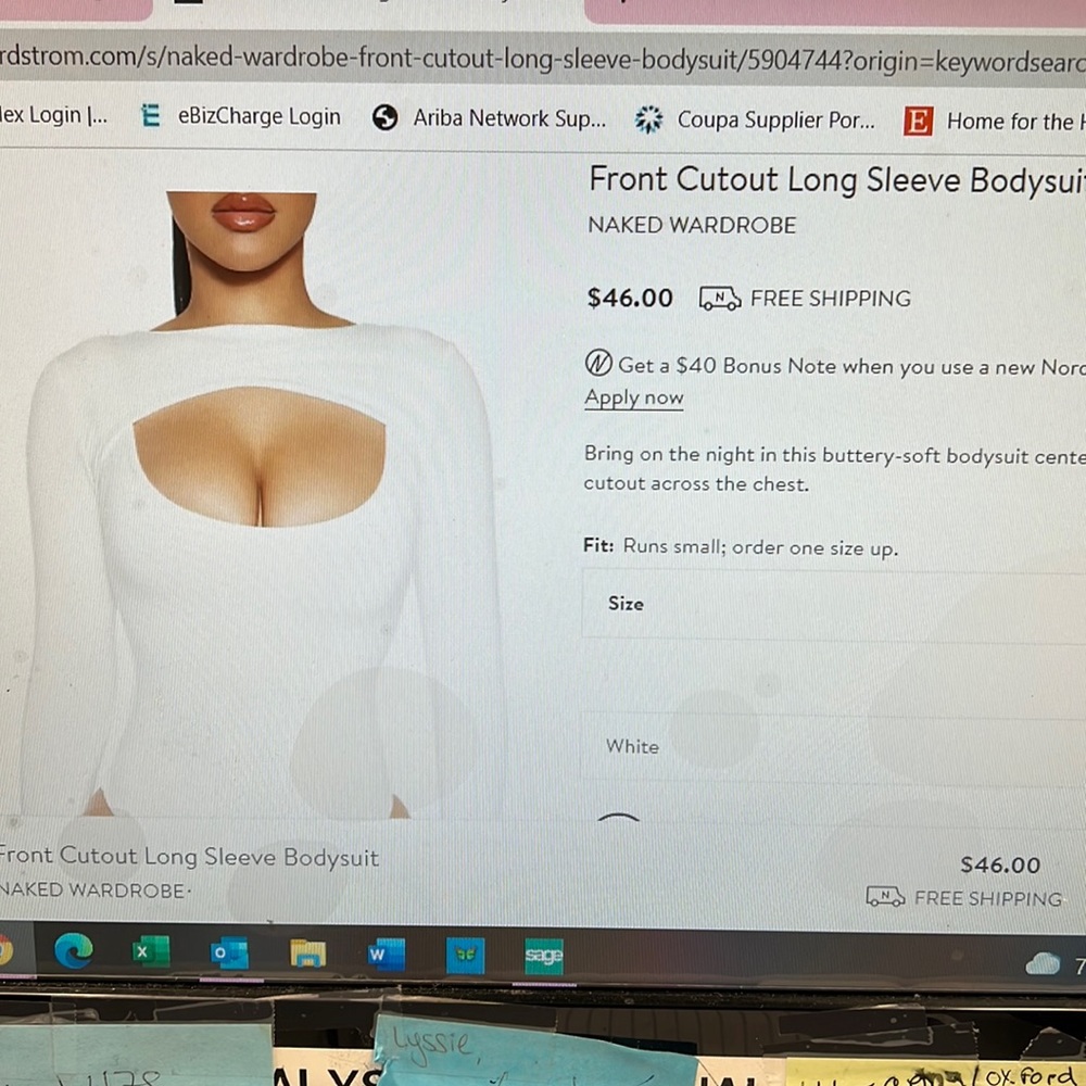 Naked wardrobe cut out THONG bodysuit